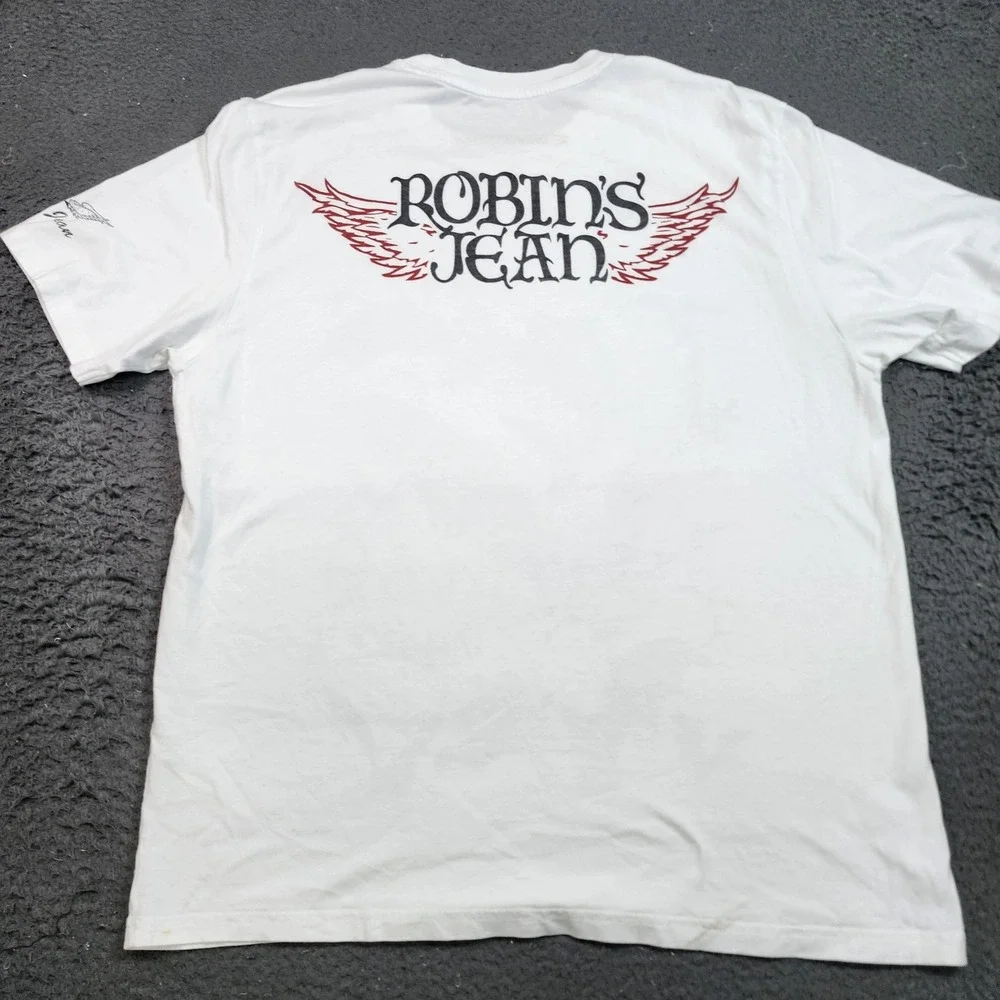 Robin's Jean Shirt Mens XL White Bats Wings Graphic Tee Gothic Horror Halloween - Picture 7 of 9